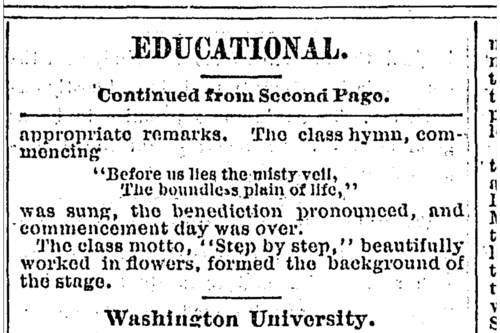 Heading from the article "Educational: Washington University" from the St. Louis Globe-Democrat